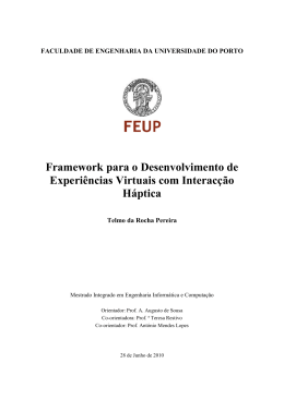 Framework para o Desenvolvimento de Experi&ecirc;ncias Virtuais com