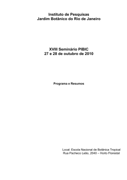 Instituto de Pesquisas Jardim Bot&acirc;nico do Rio de Janeiro XVIII