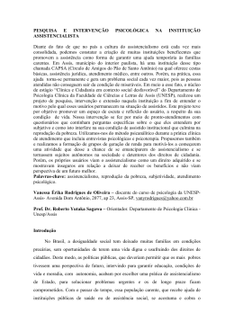 PESQUISA E INTERVENÇÃO PSICOLÓGICA NA