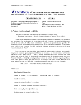 PROGRAMA&Ccedil;&Atilde;O I &ndash; AULA 11