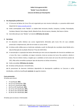 Edital 15 de agosto de 2011 &ldquo;Bols&atilde;o&rdquo; Curso Clio (2011.2) Concurso
