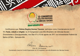 Certificamos que Fátima Regina Gomes Tavares participou como