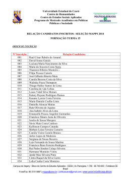Relação de candidatos inscritos na Seleção nº 44/2014 para