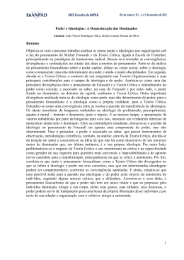 Poder e Ideologias: A Domestica&ccedil;&atilde;o dos Dominados Resumo