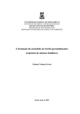 A forma&ccedil;&atilde;o da sociedade no Sert&atilde;o pernambucano