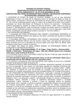 GOVERNO DO DISTRITO FEDERAL SECRETARIA DE ESTADO DE