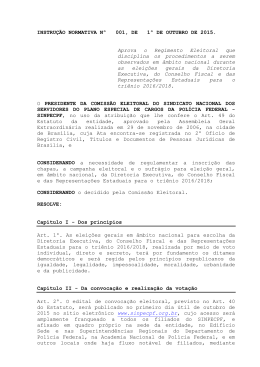 Intru&ccedil;&atilde;o Normativa n&ordm; 001 (Regimento Eleitoral)