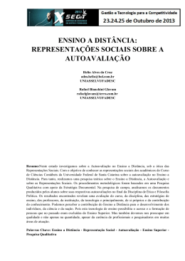 ENSINO A DIST&Acirc;NCIA: REPRESENTA&Ccedil;&Otilde;ES SOCIAIS