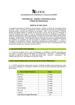 VESTIBULAR &ndash; ENSINO A DIST&Acirc;NCIA/EAD CURSO DE