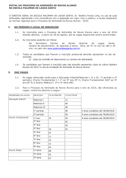 edital do processo de admiss&atilde;o de novos alunos na escola palomar