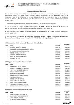 rela&ccedil;&atilde;o de candidatos convocados