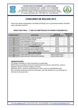 Resultado Final do Concurso de Bolsas 2013