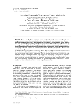 Intera&ccedil;&otilde;es Farmacocin&eacute;ticas entre as Plantas Medicinais Hypericum