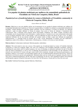 Uso popular de plantas medicinais por mulheres da comunidade