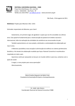 Projeto da Pastoral Carcer&aacute;ria 2012-2015