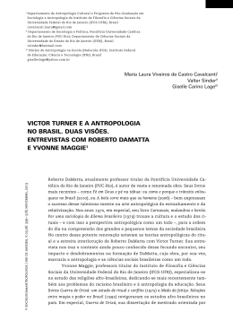 Victor turner e a antropologia no Brasil. Duas Vis&otilde;es. entreVistas