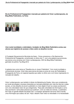 Dia do Profissional de Propaganda &eacute; marcado por palestra