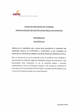 Lista de Admissão dos Candidatos