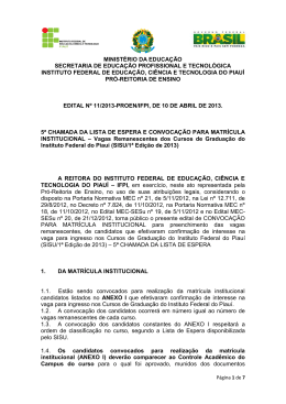 5ª chamada - Instituto Federal de Educação, Ciência e Tecnologia