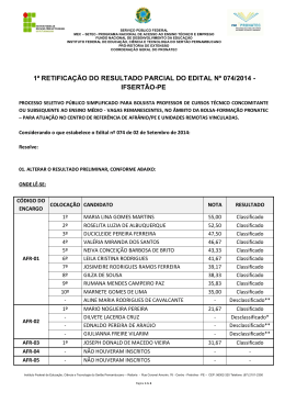 Retifica&ccedil;&atilde;o do resultado preliminar - IF Sert&atilde;o-PE