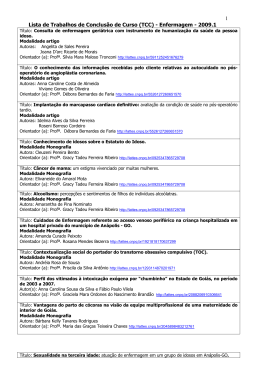1 Lista de Trabalhos de Conclus&atilde;o de Curso (TCC)