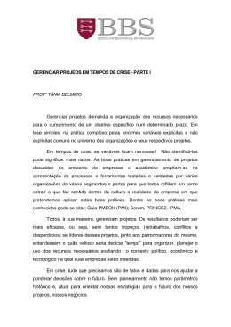 GERENCIAR PROJEOS EM TEMPOS DE CRISE - PARTE I
