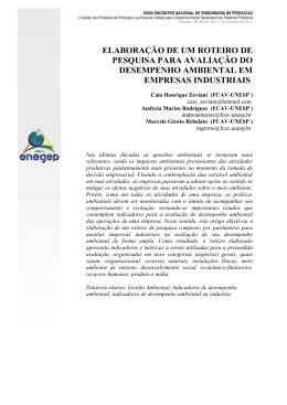 elabora&ccedil;&atilde;o de um roteiro de pesquisa para avalia&ccedil;&atilde;o do