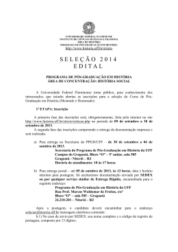 SELE&Ccedil;&Atilde;O 2014 EDITAL - Hist&oacute;ria - Universidade Federal Fluminense