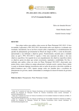 PPA 2012-2015: UMA AN&Aacute;LISE CR&Iacute;TICA GT n&ordm;5: Economia