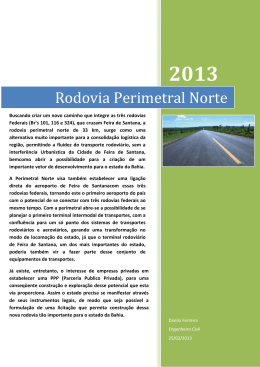 Estudo sobre a Via Perimetral de Feira de Santana realizado por