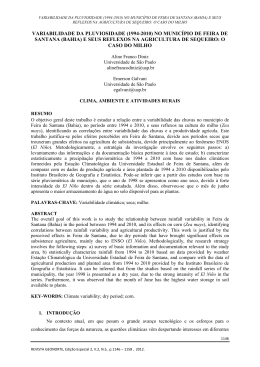 variabilidade da pluviosidade (1994-2010) no munic&iacute;pio de feira de