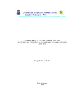Departamento de Letras e Artes LITERATURA E CULTURA EM