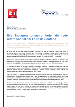 ibis inaugura primeiro hotel de rede internacional em Feira