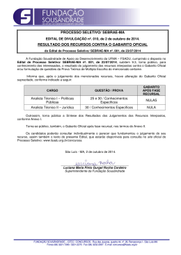 sebrae-ma resultado dos recursos contra o gabarito oficial