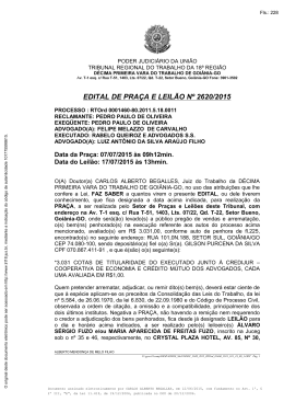 EDITAL DE PRA&Ccedil;A E LEIL&Atilde;O N&ordm; 2620/2015