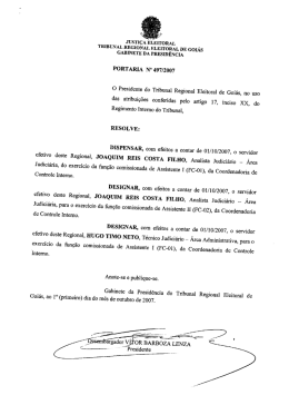 PORTARIA N&deg; 497/2007 - Tribunal Regional Eleitoral de Goi&aacute;s