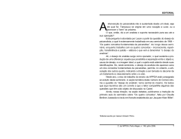 EDITORIAL Ainterven&ccedil;&atilde;o do psicanalista n&atilde;o &eacute; sustentada desde