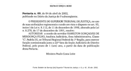 Portaria n. 09, de 04 de abril de 2002, publicado no Diário