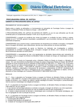 Provimento LAB-LD/MPAP - Minist&eacute;rio P&uacute;blico do Estado do Amap&aacute;