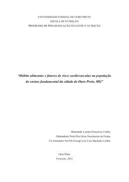 &ldquo;H&aacute;bito alimentar e fatores de risco cardiovascular na