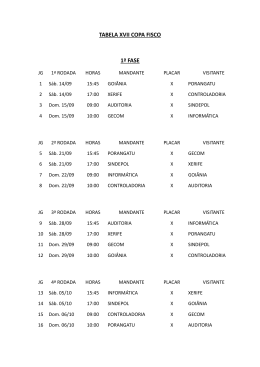 TABELA XVII COPA FISCO 1&ordf; FASE