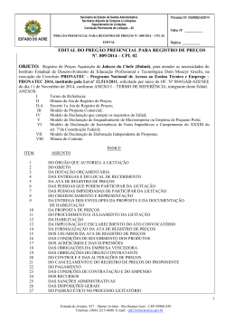 edital do preg&atilde;o presencial para registro de pre&ccedil;os n&ordm;. 809/2014