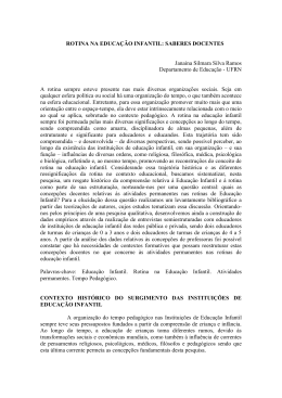 ROTINA NA EDUCA&Ccedil;&Atilde;O INFANTIL: SABERES