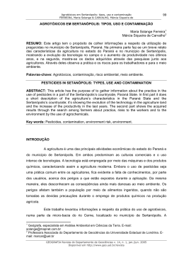 AGROT&Oacute;XICOS EM SERTAN&Oacute;POLIS: TIPOS, USO E
