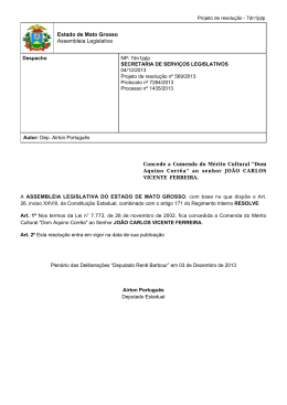 Proposi&ccedil;&atilde;o - Assembleia Legislativa do Estado de Mato Grosso