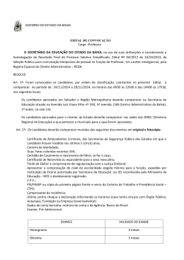GOVERNO DO ESTADO DA BAHIA Cargo