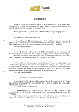 COMUNICADO Aos vinte e dois dias do mês de Fevereiro do ano