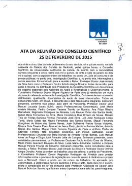 Acta da reunião do Conselho Pedagógico de 25 de Fevereiro de