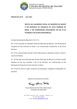projeto de lei nº 017/ 2015 institui no calendário oficial do município