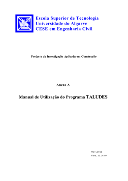 Escola Superior de Tecnologia Universidade do Algarve CESE em